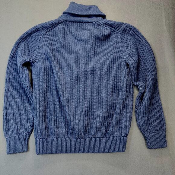 Duluth Mens Sweater Large Blue Wool Shawl Brigadier Infantry Henley Classic - Picture 2 of 10